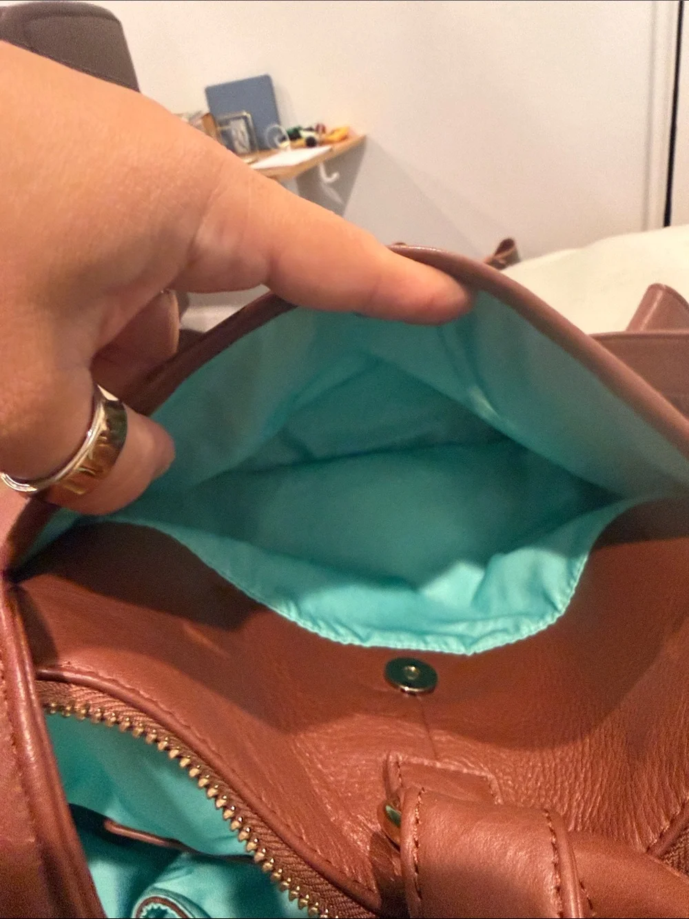 Brown Leather Diaper/backpack Handbag with Dual Front Pockets Lily Jade